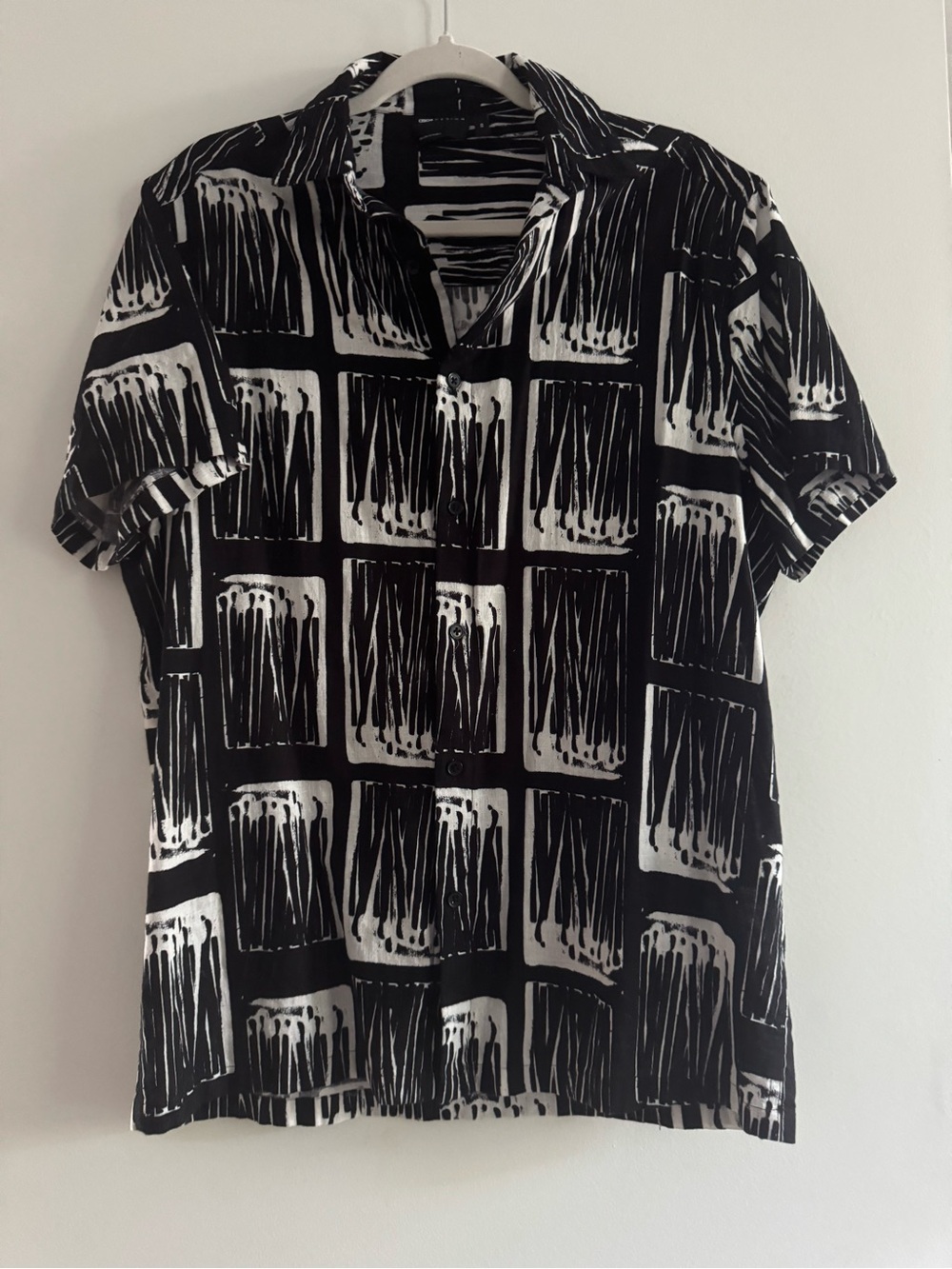 ASOS Linen Matchstick Print Button Down Shirt